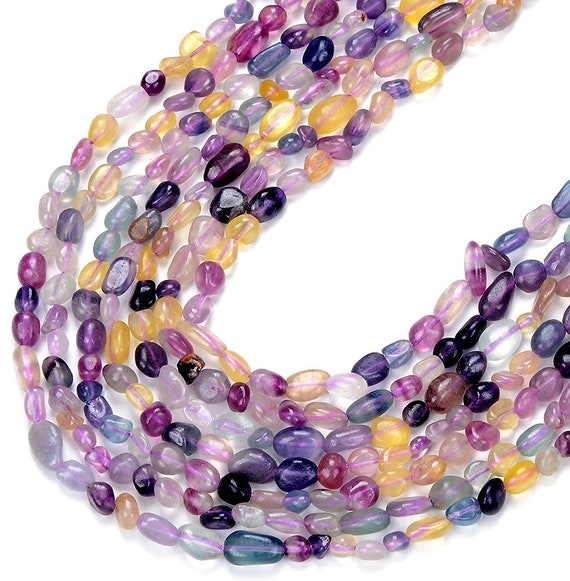 Natural Rainbow Fluorite Gemstone 6-8mm Pebble Nugget Loose Beadsbulk Lot 1,2,6,12 And 50 (d466) Natural Rainbow Fluorite Gemstone 6-8mm Pebble Nugget Loose Beadsbulk Lot 1,2,6,12 And 50 (d466)