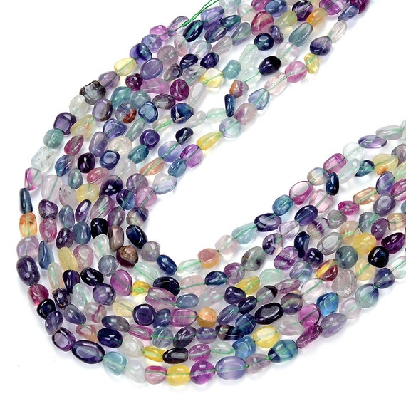 Natural Rainbow Fluorite Gemstone Pebble Nugget 8-10mm 10-12mm Loose Beadsbulk Lot 1,2,6,12 And 50 (d467)