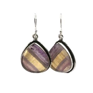 Sterling Silver Rainbow Fluorite Earrings