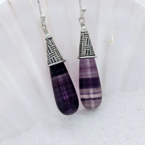 Sterling Silver And Rainbow Fluorite Earrings