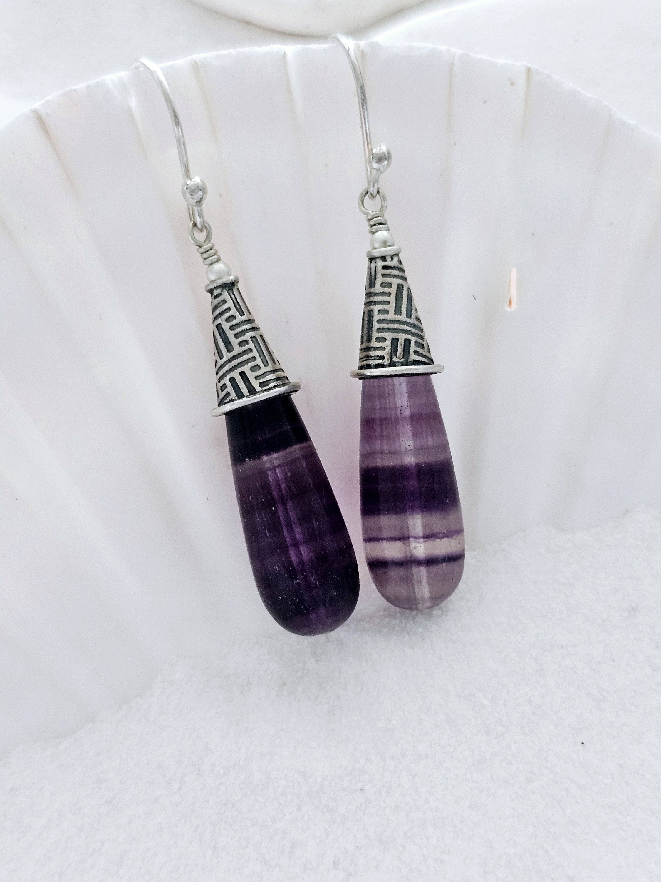 Sterling Silver And Rainbow Fluorite Earrings Sterling Silver And Rainbow Fluorite Earrings