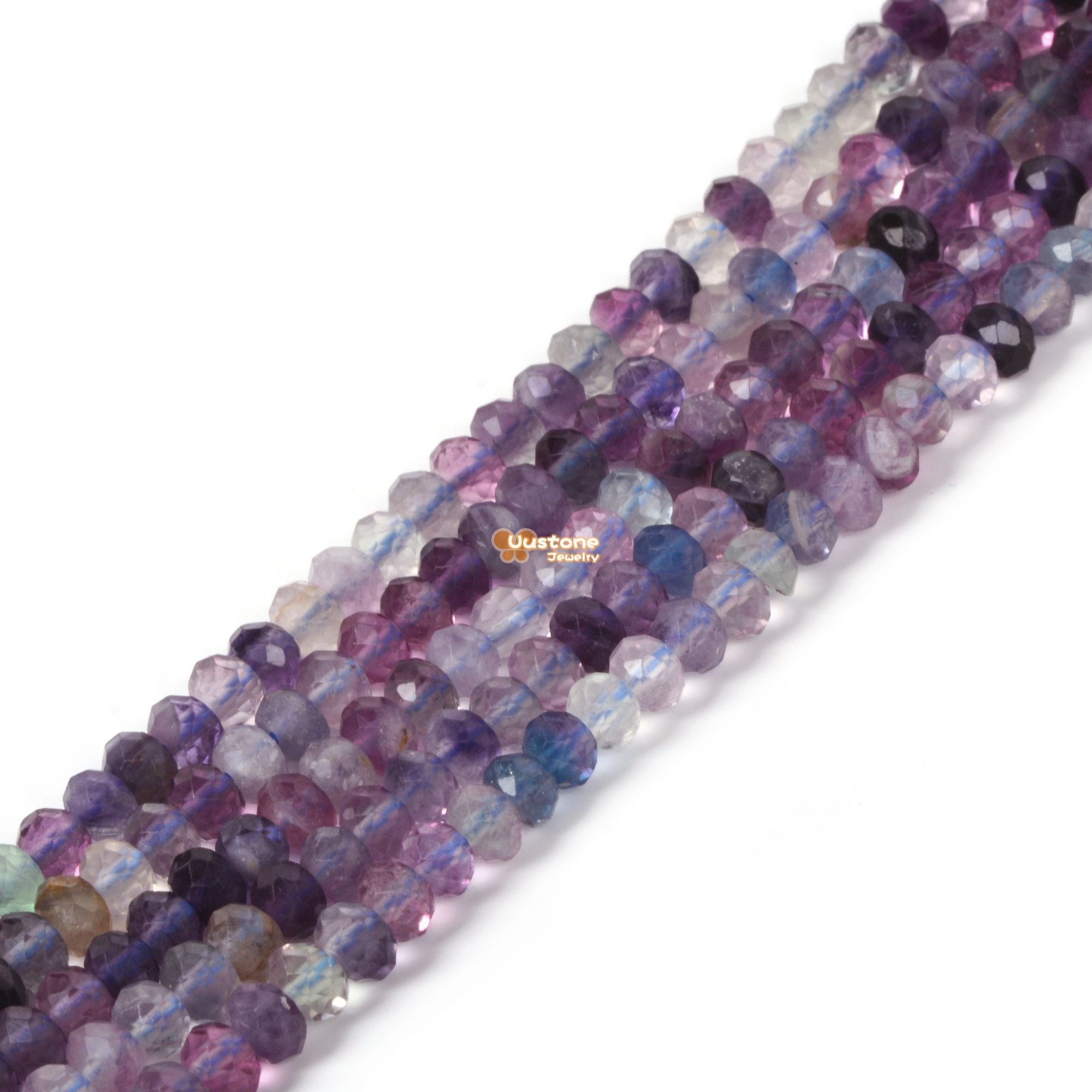02034 3.7mm To 4.7mm Faceted Rainbow Fluorite Charm Rondelle Loose Beads 16" 02034 3.7mm To 4.7mm Faceted Rainbow Fluorite Charm Rondelle Loose Beads 16"