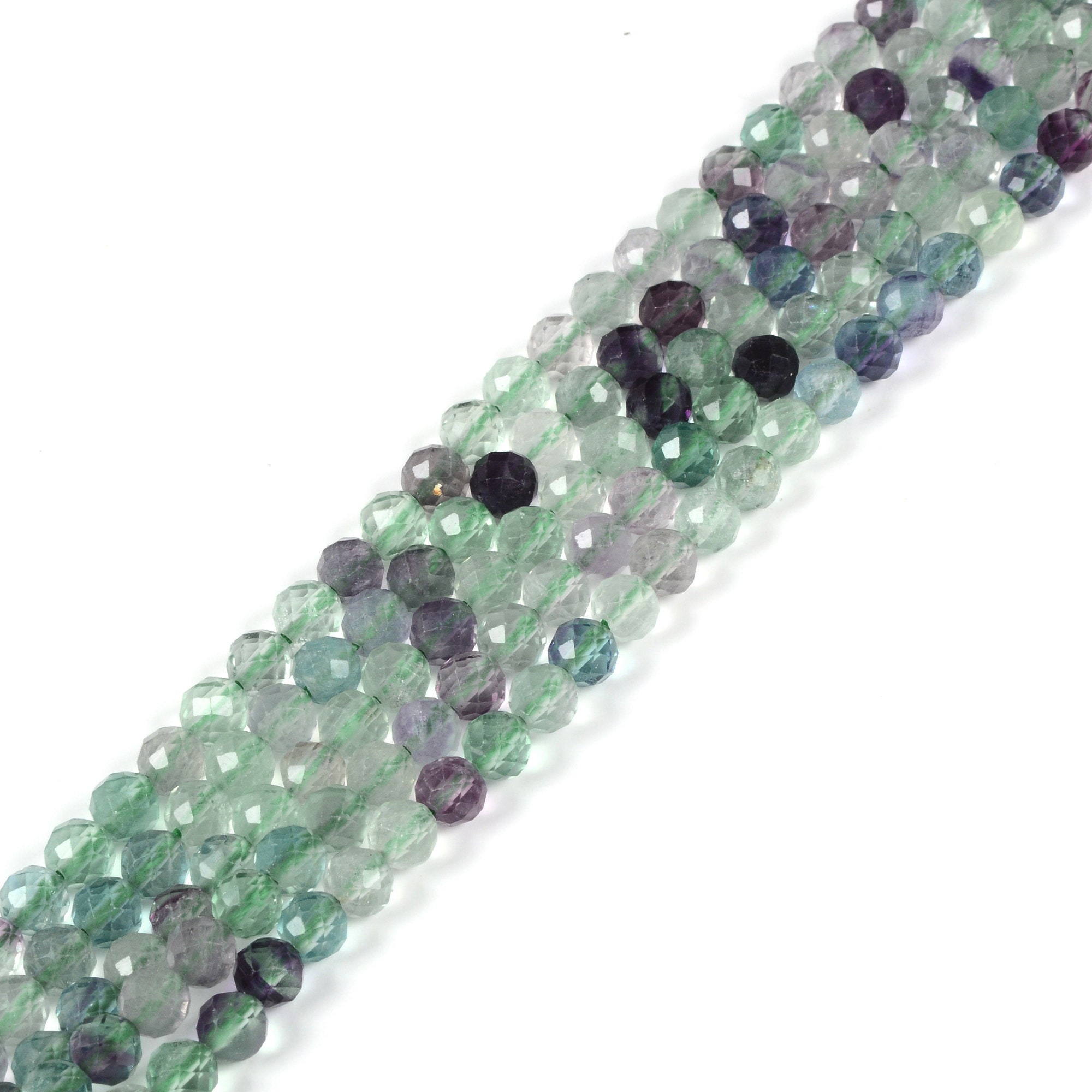 02722 4mm Faceted Rainbow Fluorite Round Loose Beads Diy Jewelry Making Strand 15.5-16"