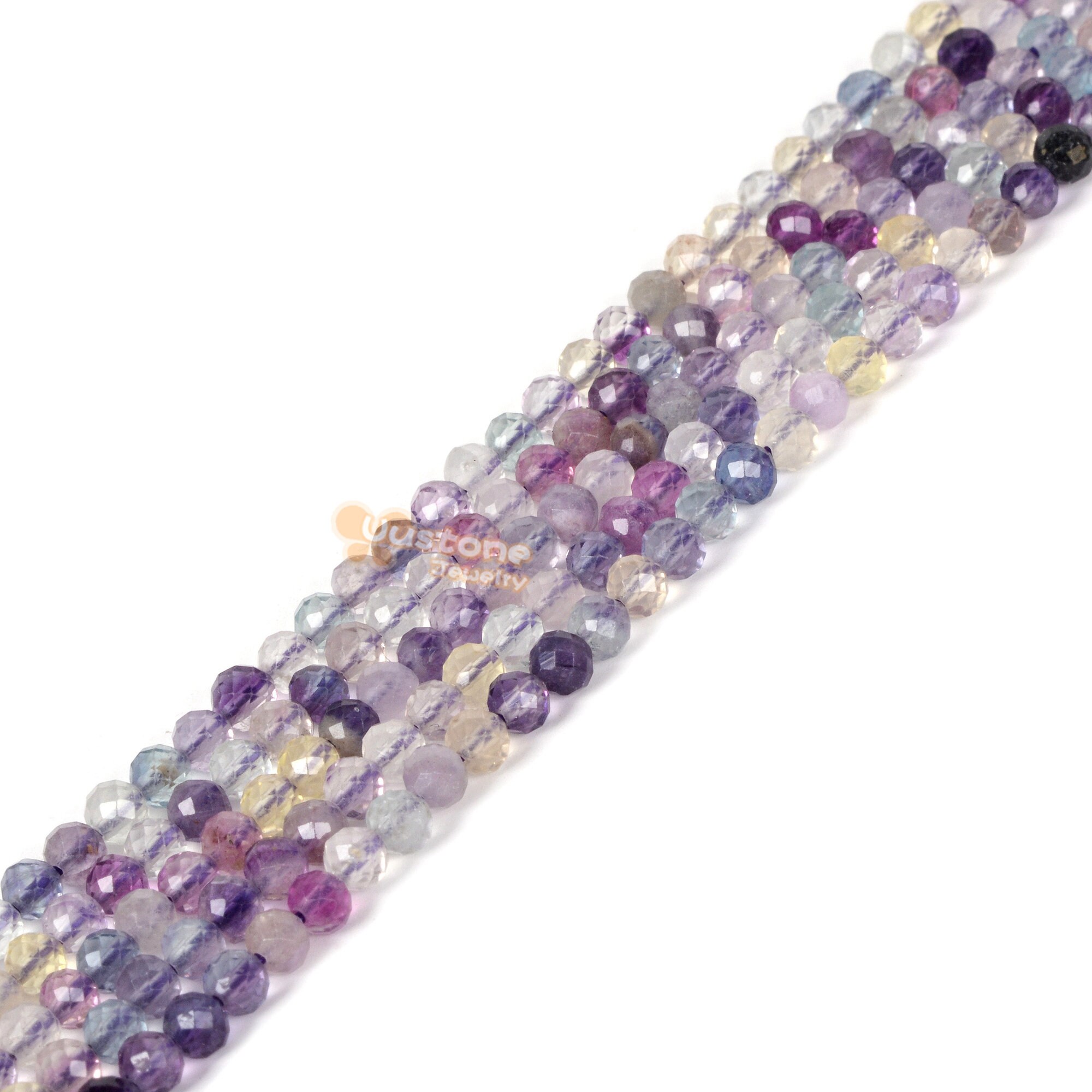 3mm To 4mm Rainbow Fluorite Faceted Round Loose Beads Strand 15.5-16" Diy Jewelry Making