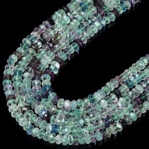 8X5MM Natural Rainbow Fluorite Gemstone Grade AAA Faceted Rondelle Loose Beads BULK LOT 1,2,6,12 and 50 (D346)