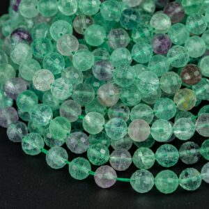 Natural Rainbow Fluorite Bead Grade AAA Faceted Sharp Cut Round 4mm, 6mm, 8mm, 12mm, or 14mm Beads- Wholesale Gemstone Beads
