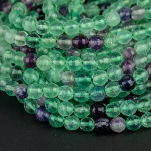 Natural Faceted Rainbow Fluorite Beads Grade AAA Faceted Round Full Strand 15.5 Inch, 4mm, 6mm, 8mm, 12mm, or 14mm Beads- Wholesale