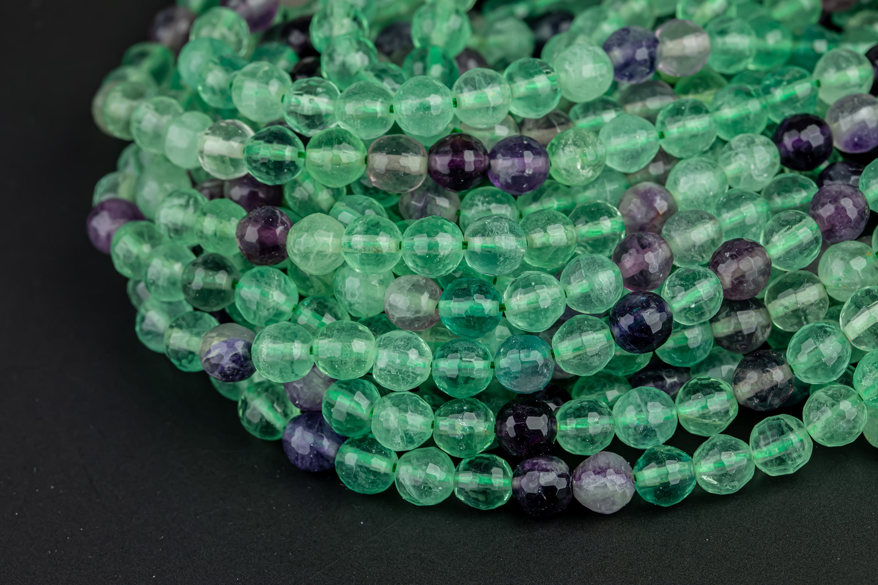 Natural Faceted Rainbow Fluorite Beads Grade Aaa Faceted Round Full Strand 15.5 Inch, 4mm, 6mm, 8mm, 12mm, Or 14mm Beads- Wholesale