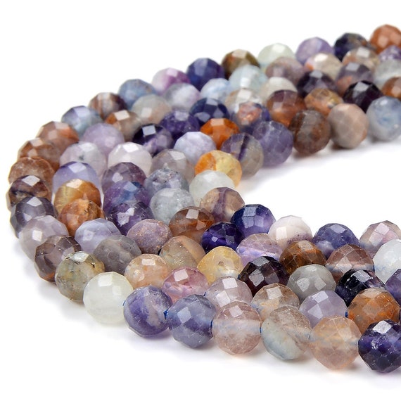 Natural Rainbow Fluorite Gemstone Grade Aa 6mm Micro Faceted Round Beads 15 Inch Full Strand Bulk Lot 1,2,6,12 And 50 (80018254-p100)