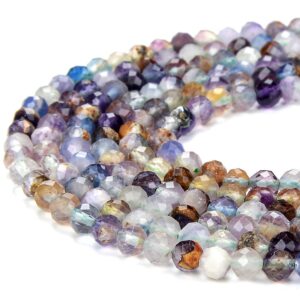 Natural Rainbow Fluorite Gemstone Grade Aa Micro Faceted Round 4mm Loose Beads 15 Inch Full Strand (80018253-p100)