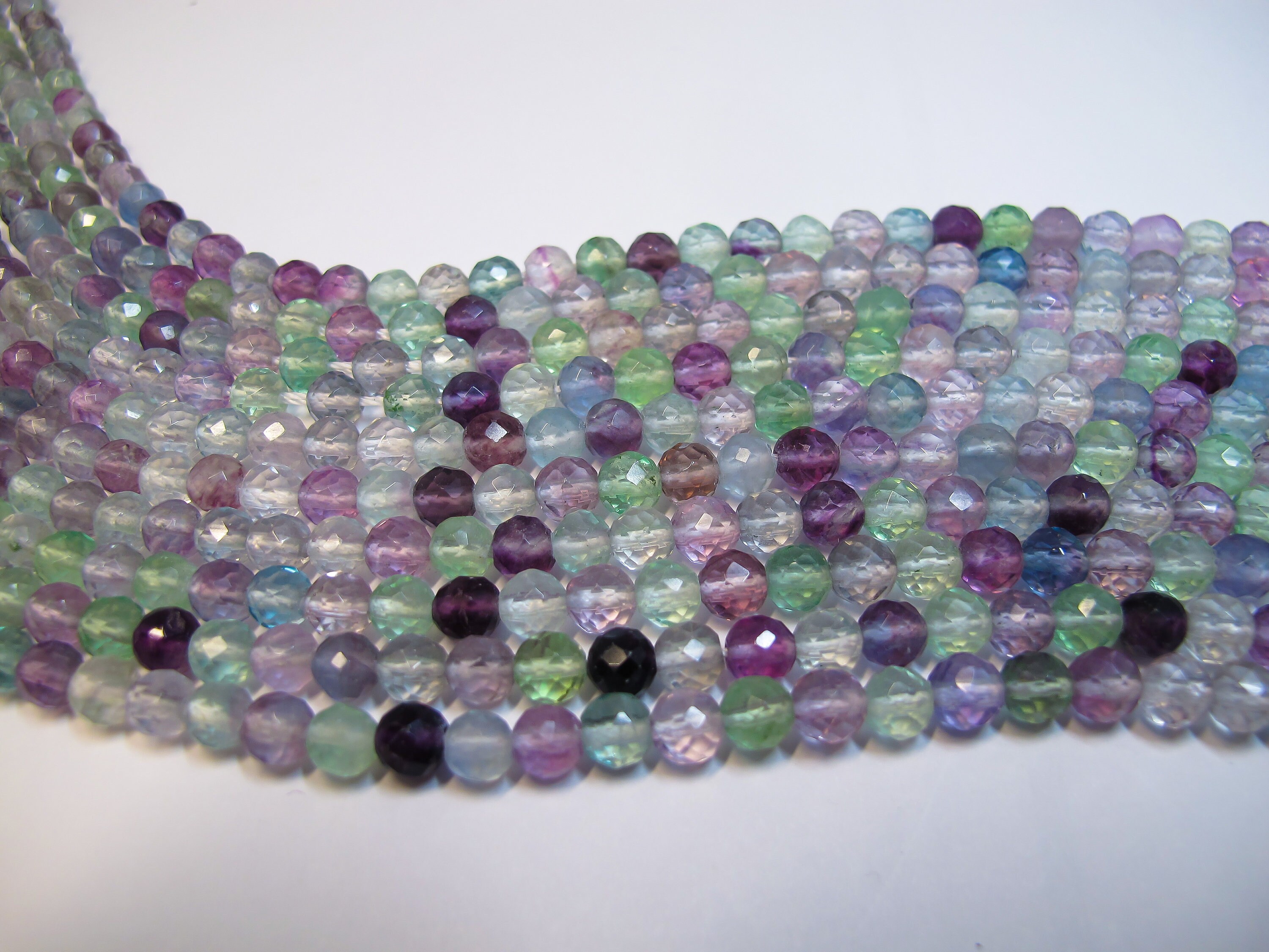 Rainbow Fluorite Faceted Round Beads 6mm, Natural Gemstone Beads, Purple Green High Quality Stone Beads 16''