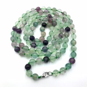 40” Rainbow Fluorite Necklace, Beaded Necklace, Beaded Necklaces For Women, Gemstone Necklace Beaded, Hand Knotted Necklace 40 Inches