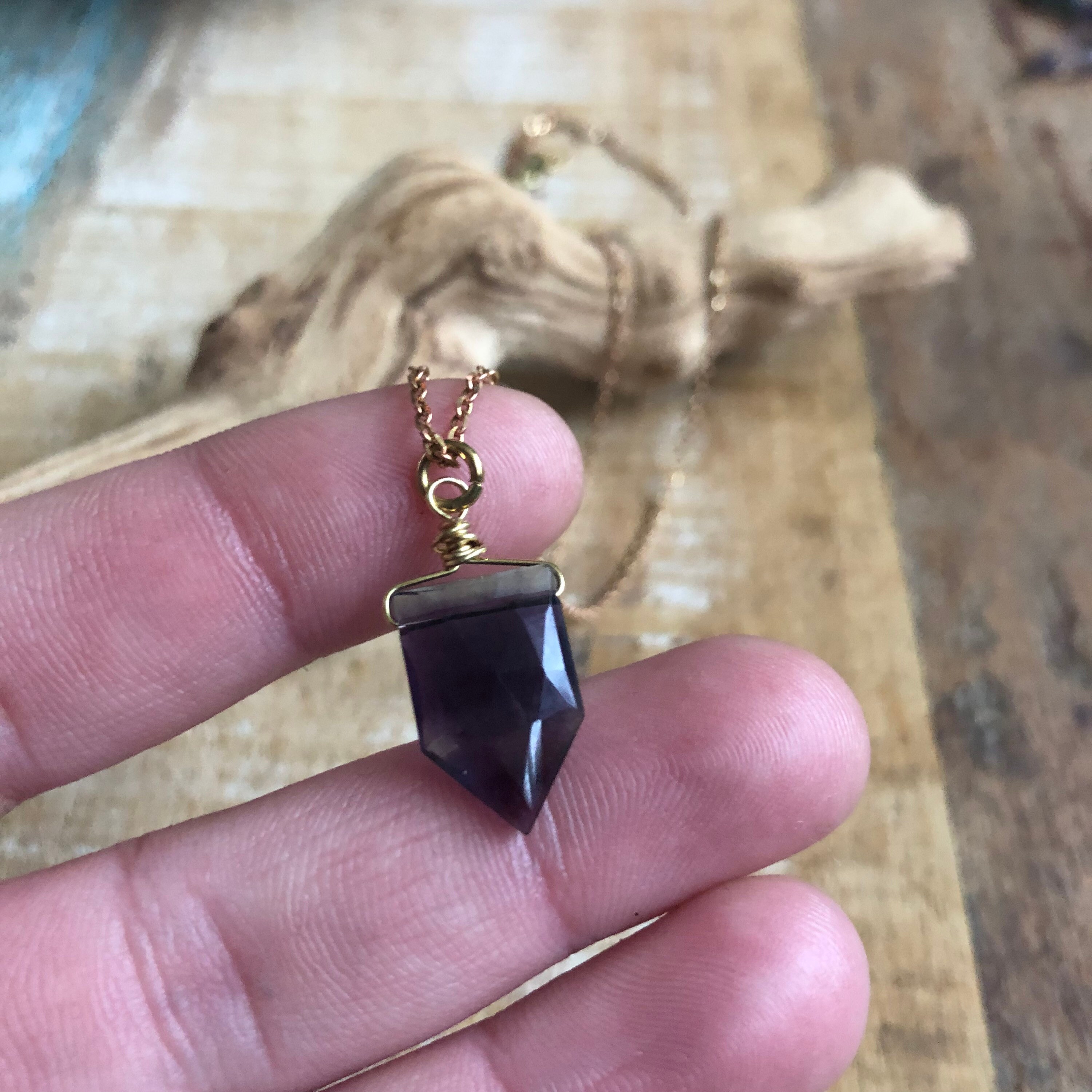 Rainbow Fluorite And Brass Layering Necklace (3) Rainbow Fluorite And Brass Layering Necklace (3)