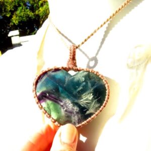 Rainbow Fluorite Crystal Necklace, Fluorite Macrame Necklace, Yogi Gift Ideas, Macrame Necklace With Stone, Macrame Crystal Necklace,