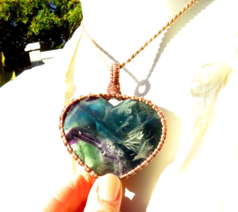 Rainbow Fluorite Crystal Necklace,  Fluorite Macrame Necklace, Yogi Gift Ideas, Macrame Necklace With Stone, Macrame Crystal Necklace,