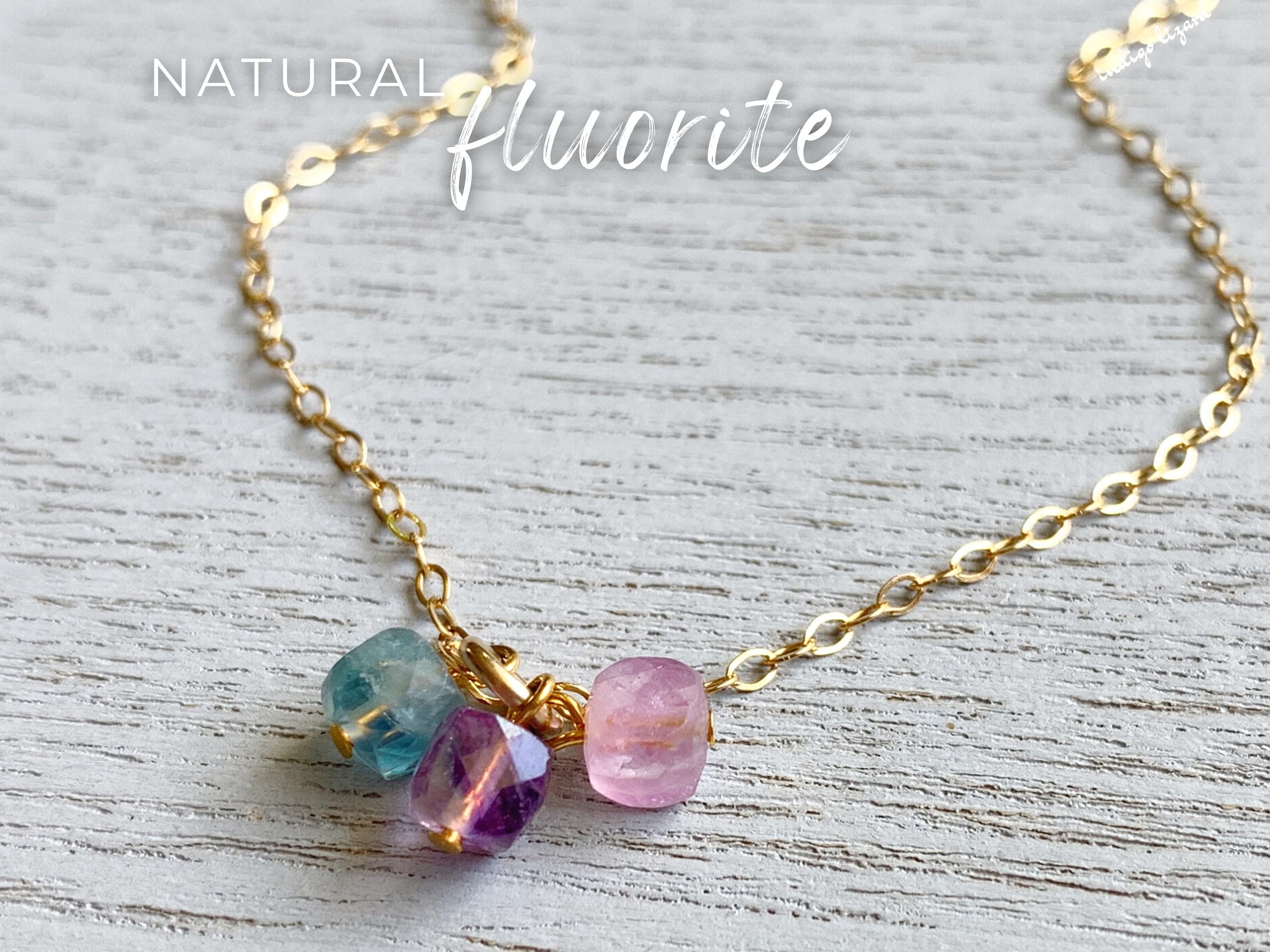 Rainbow Fluorite Crystal Necklace: Sterling Silver Or Gold Filled Chain