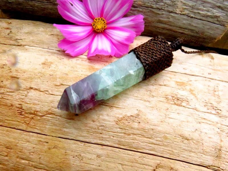 Rainbow Fluorite Macrame Necklace, Green Fluorite, Blue Fluorite, Gift Ideas For The Crystal Collector, The Yogi, The Boho Beauty, Christmas