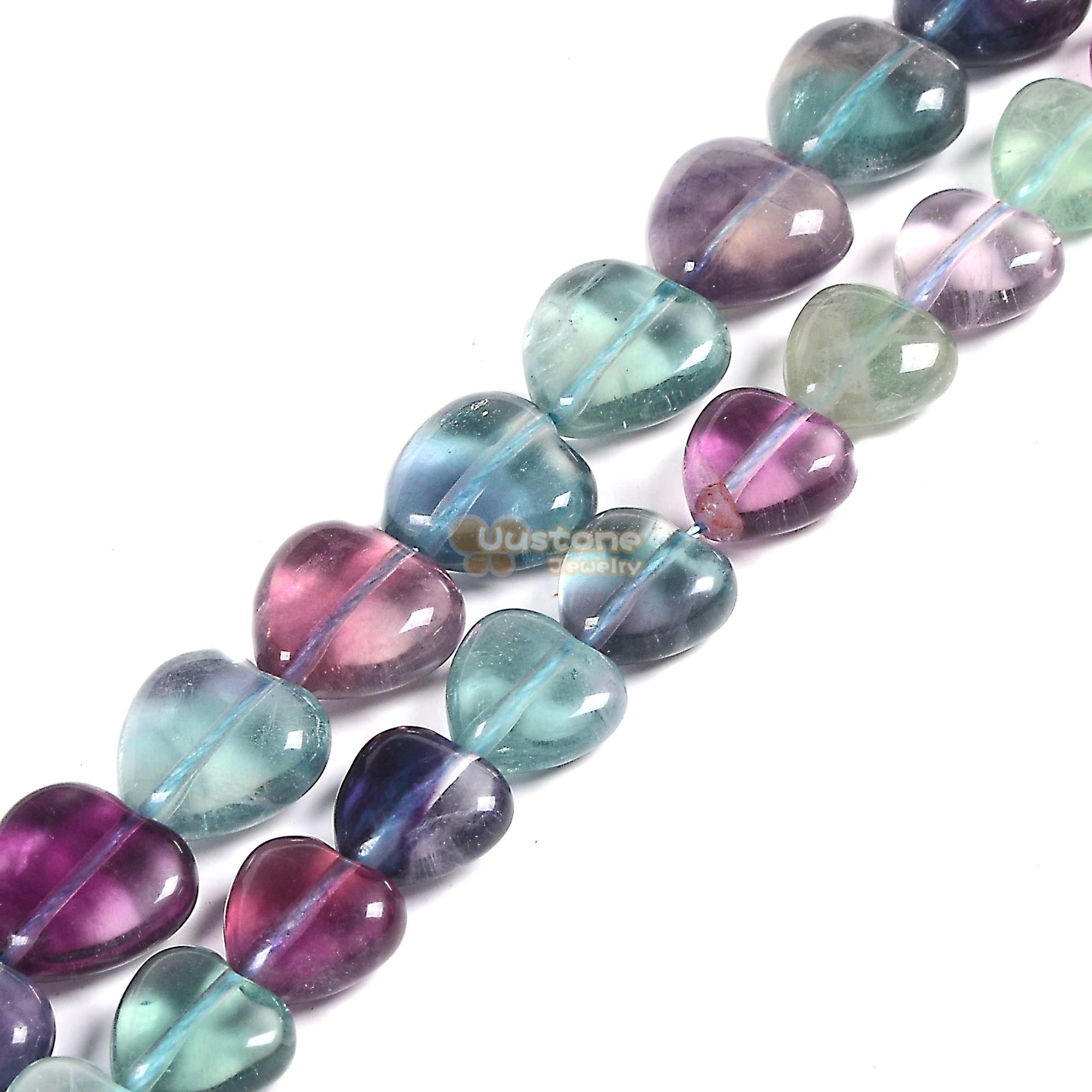 10-12mm Natural Rainbow Fluorite Heart Loose Beads Semi Precious For Jewelry Making Diy Handmade Craft 15 Inches