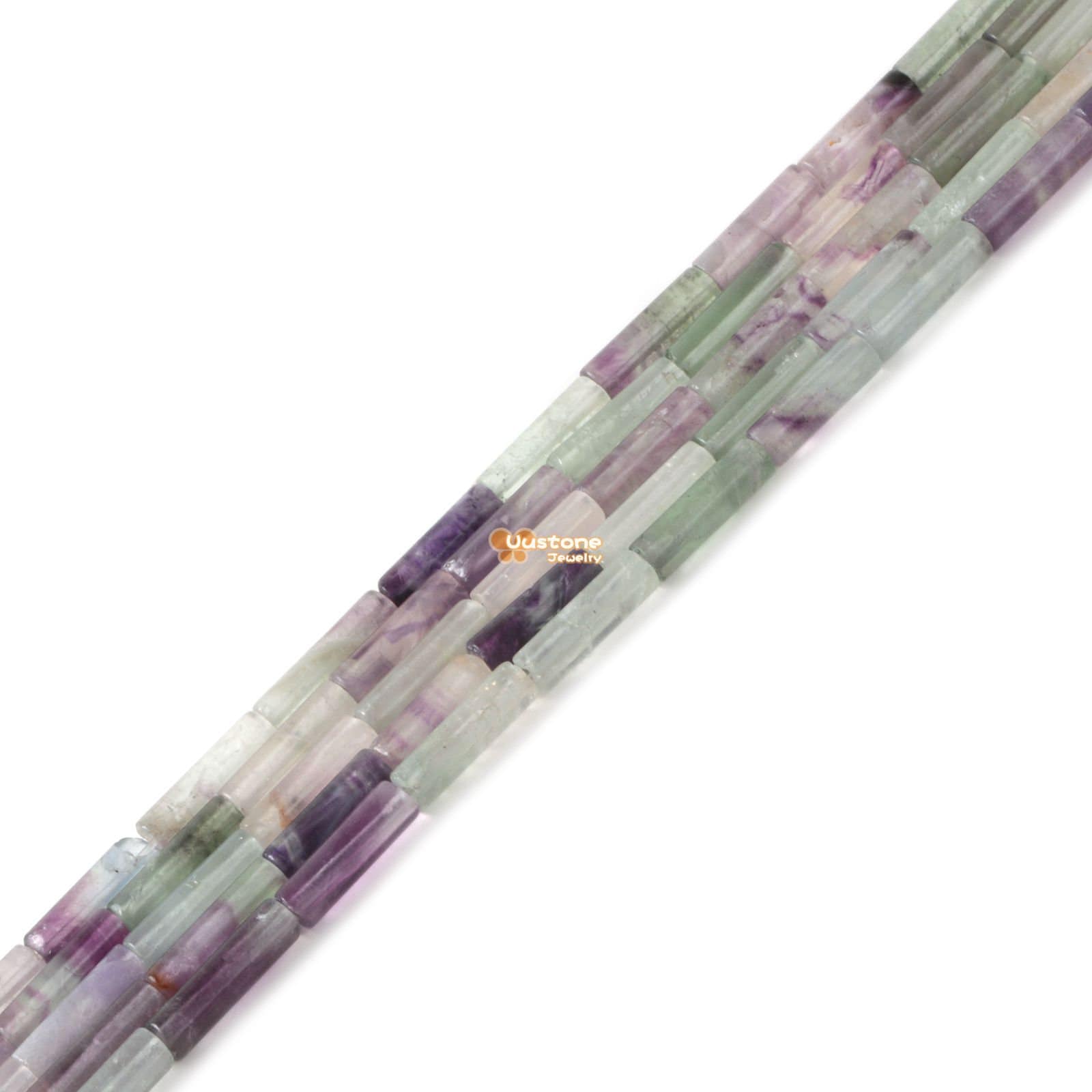 13mm Rainbow Fluorite Cylinder Tube Loose Gemstone Beads 16"