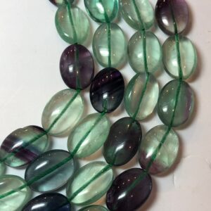 13x18mm Oval Fluorite Gemstone Beads. Full 16" Strand Of High Quality A/aa Grade Beads, About 22 Per Strand. Rainbow Fluorite.