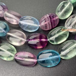 15" 10x14mm Aa Rainbow Fluorite Oval Beads, Natural Semi-precious Stone Oval