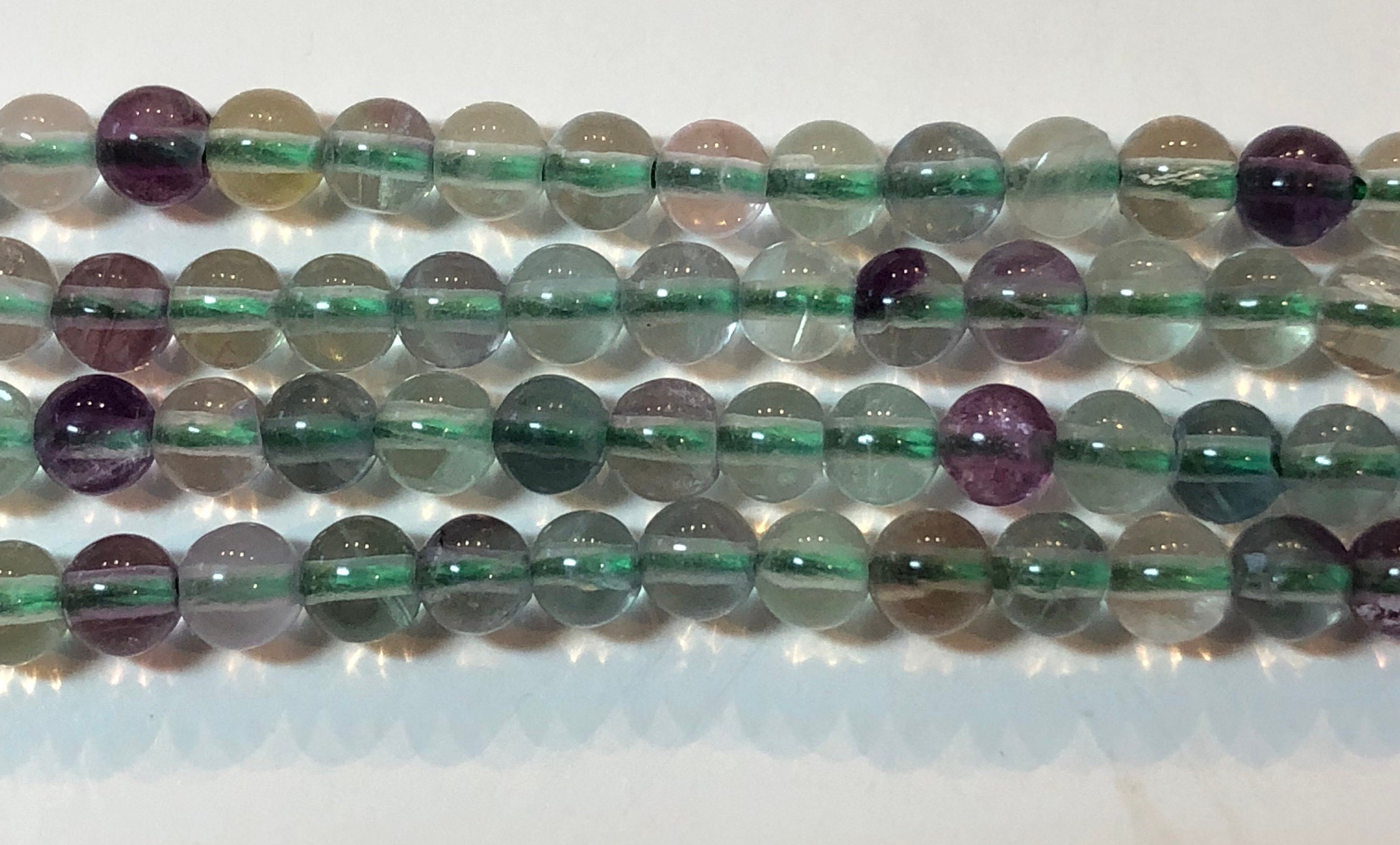 4mm Rainbow Fluorite Gemstone Beads. 15" Strand Of Very Transparent High Quality Aa/aaa Grade Beads, About 90 Per Strand.