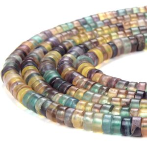 4x2mm Rainbow Fluorite Gemstone Heishi Discs Beads Loose Beads Bulk Lot 1,2,6,12 And 50 (p15)