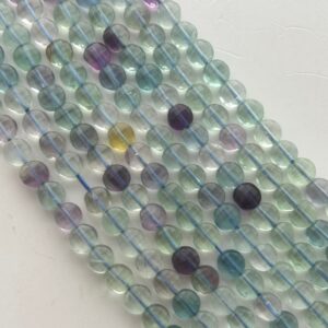 6mm Faceted Puff Coin Fluorite Gemstone Beads. 15" Strand Of Mixed Fluorite Coin Beads, 66 Per Strand. Rainbow Fluorite.