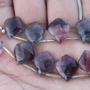 Fluorite Gemstone Faceted Briolette's Fancy Leafs Shape | 10 Piece Size - 16--18 Mm | Rainbow Fluorite Fancy Beads I Fluorite Leafs [047]