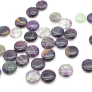Rainbow Fluorite Gemstone Disc Coin Beads - 14mm & 16mm - 15" Strand