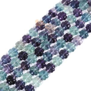 Rainbow Fluorite Natural Gemstone 10mm Four Leaf Clover Carved Beads  Power Energy Stone Loose Beads 15.5"