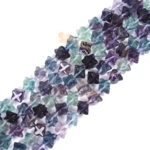 Rainbow Fluorite Natural Gemstone 8mm Merkaba Star Carved Beads  Power Energy Stone Loose Beads 15.5"