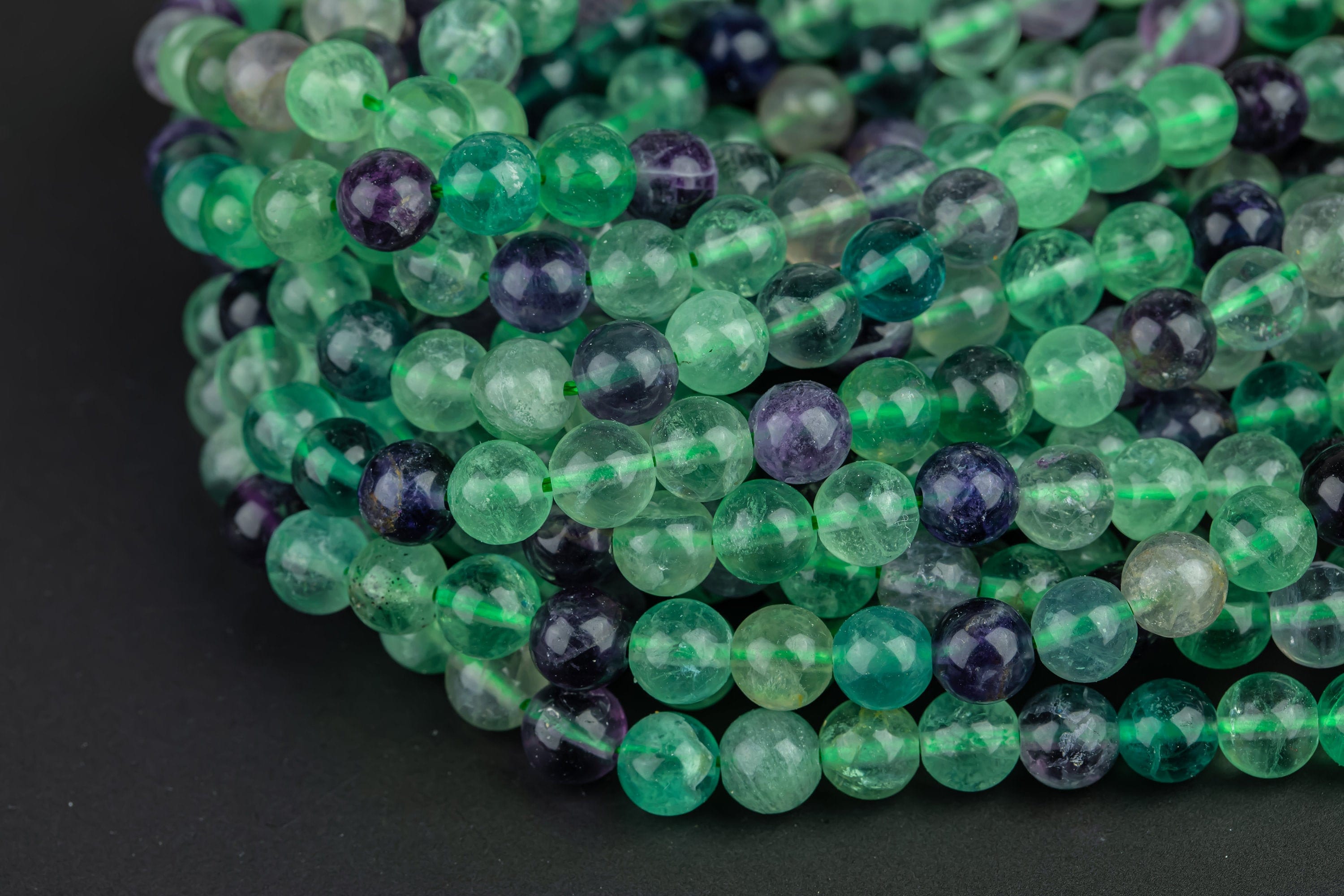 Natural Rainbow Fluorite Beads 4mm, 6mm, 8mm, 12mm, Or 14mm Full Strand 15.5 Inch, Smooth Gemstone Beads