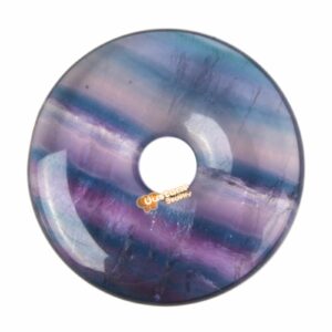 30mm Rainbow fluorite donut gemstone pendant focal bead jewelry making DIY