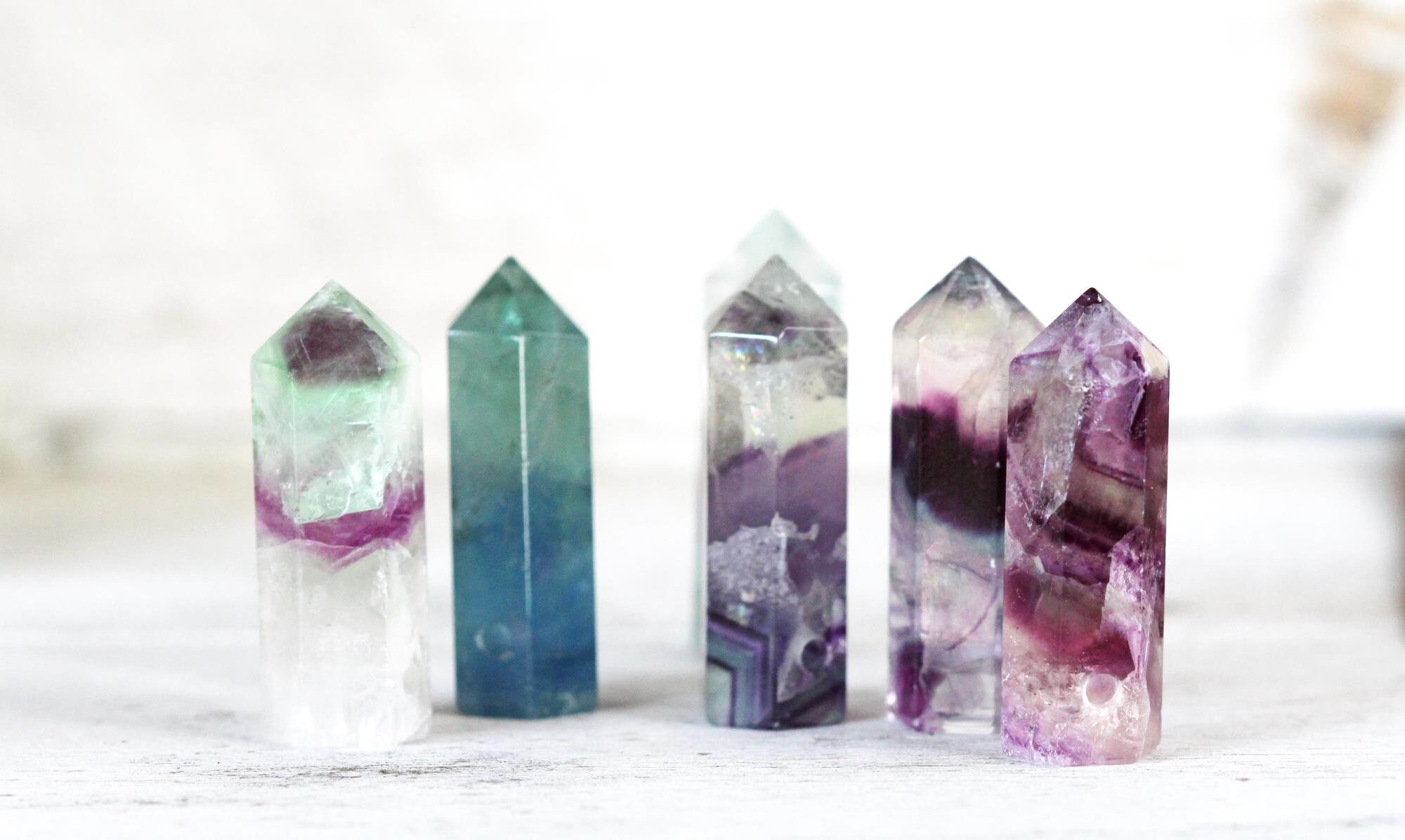 Rainbow Fluorite Necklace - Fluorite Point Pendant - Polished Crystal