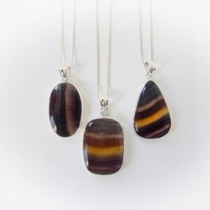 Fluorite Necklace Sterling Silver • Rainbow Fluorite Necklace • Natural Mixed Fluorite Pendant • Multi Stripe Fluorite Necklace • Great Gift
