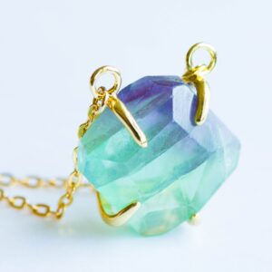 Fluorite Point Necklace ,fluorite Necklace,rainbow Fluorite Point Necklace,natural Stone Pendant, Natural Fluorite,raw Stone Crystal,boho
