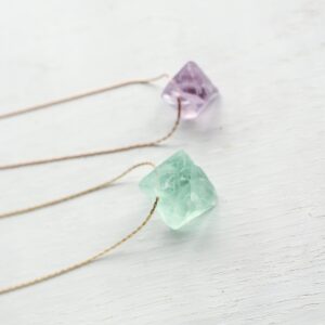 Rainbow Fluorite Pendant Rose Gold, Green Fluorite Necklace Silver, Raw Crystal Necklace, Gemstone Jewelry, Pisces Capricorn Stone Gift