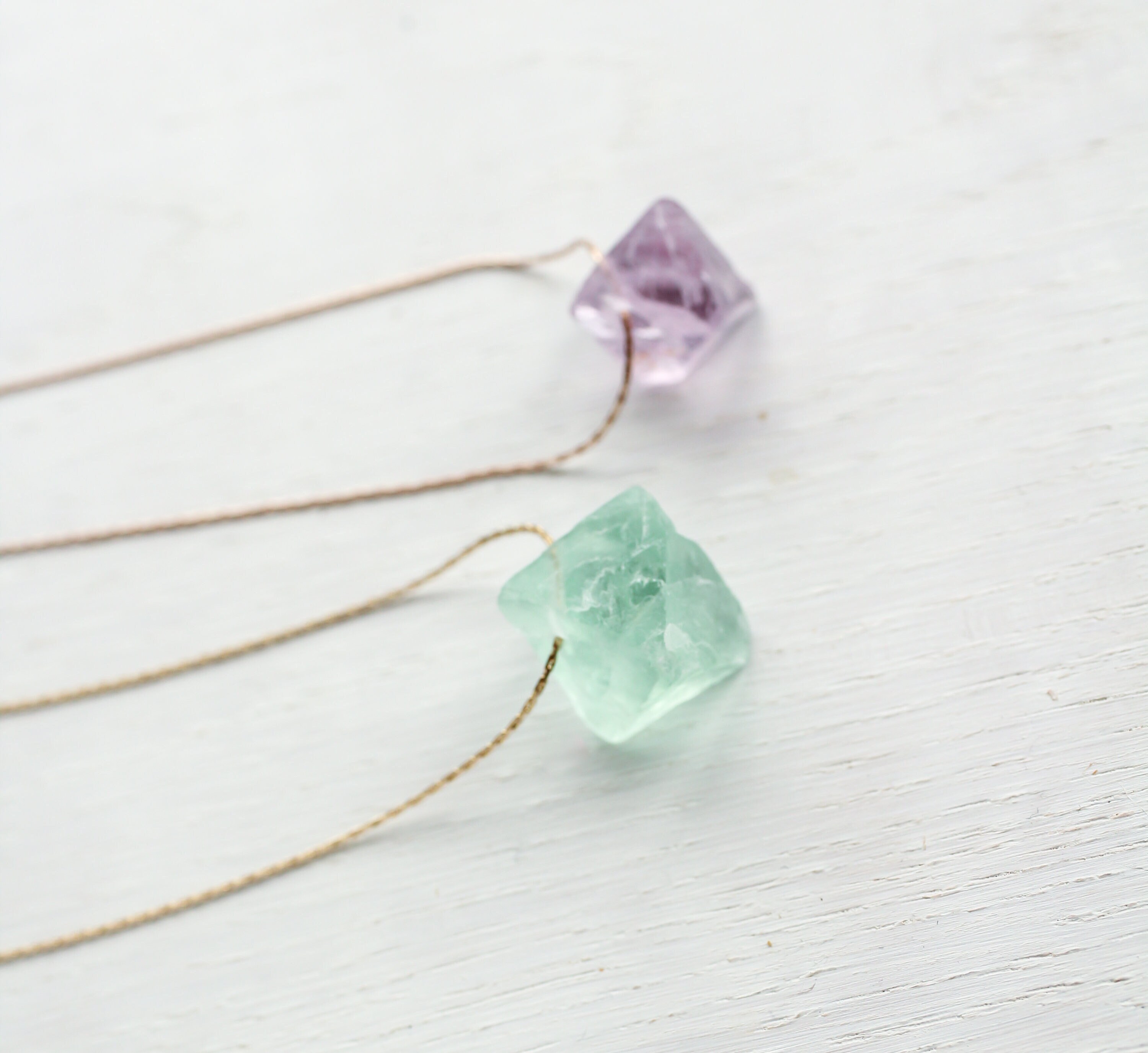 Rainbow Fluorite Pendant Rose Gold, Green Fluorite Necklace Silver, Raw Crystal Necklace, Gemstone Jewelry, Pisces Capricorn Stone Gift