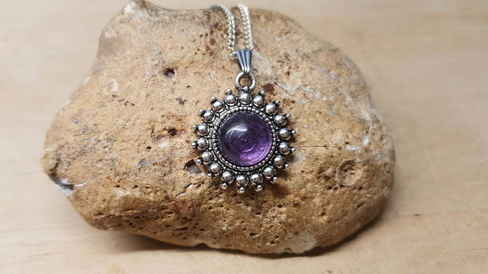 Round Boho Rainbow Fluorite Pendant Necklace. Reiki Jewelry Uk. Silver Plated Boho Chic Necklaces For Women. Empowered Crystals