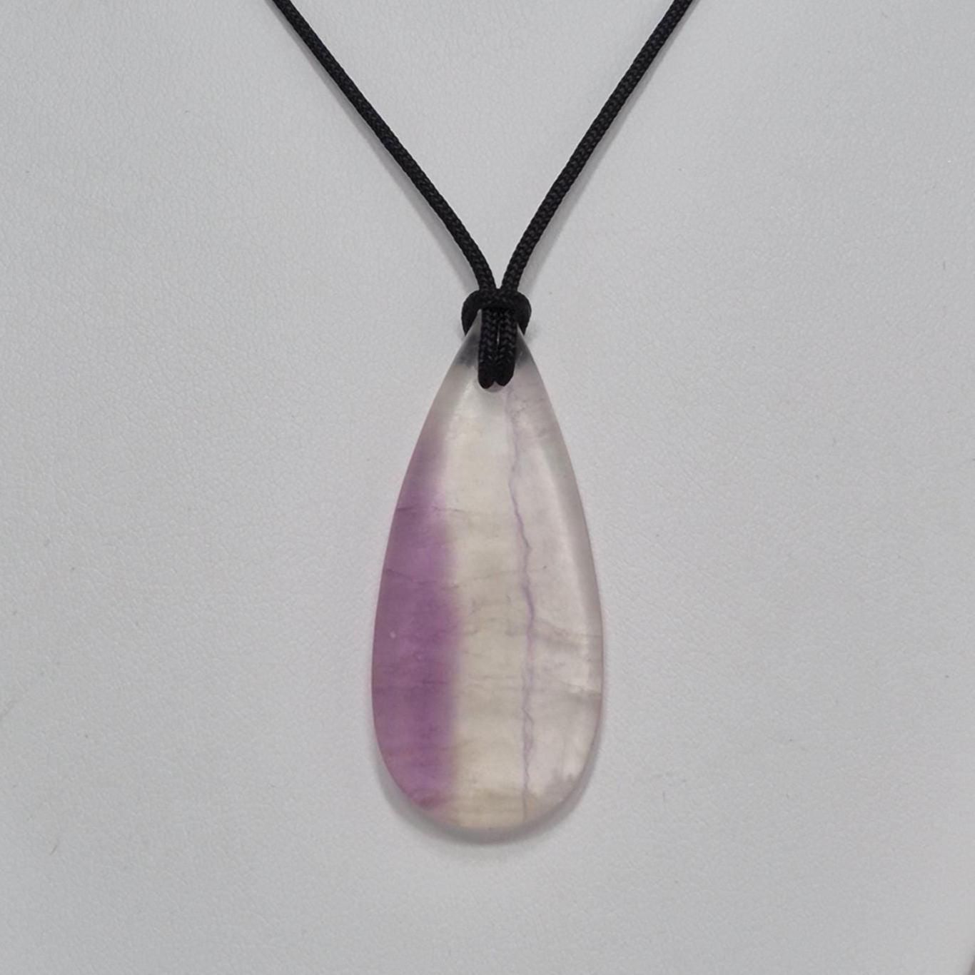 Rainbow Fluorite Teardrop Pendant Necklace, Free Shipping (26436), Fluorite Pendant, Adjustable Black Cord, Pendantlady
