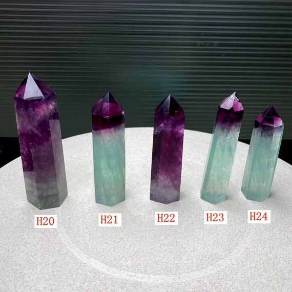 2.9"-3.7"natural Rainbow Fluorite Crystal Point,top Quality Hand Made Purple Green Blue Fluorite Tower Decor,reiki Healing Meditate Obelisk