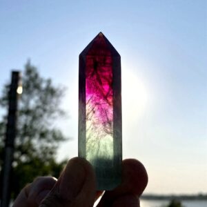 3.03"Natural Rainbow Fluorite Crystal Point,TOP Quality Hand made multicolor Fluorite Tower Decor,Reiki Heal Meditate Crystal Point/Obelisk