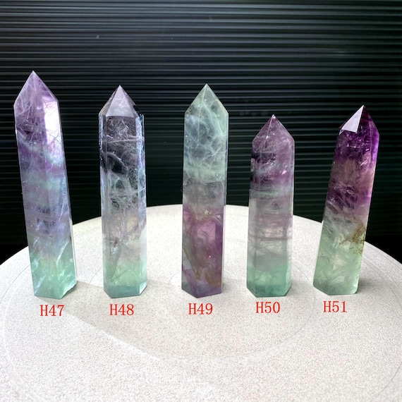 4.13"-5"natural Rainbow Fluorite Crystal Point,top Quality Hand Made Purple Green Blue Fluorite Tower Decor,reiki Healing Meditate Obelisk