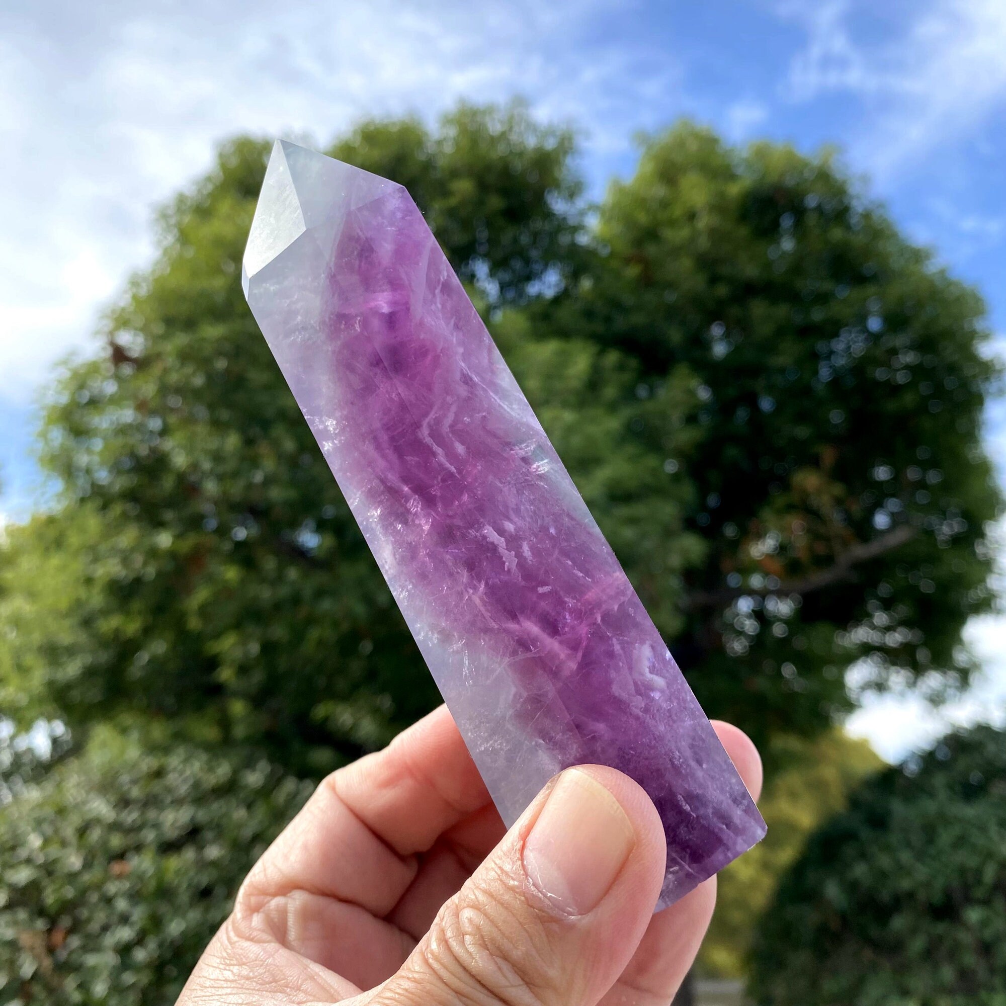 5.28"natural Rainbow Fluorite Crystal Point, Stunning Hand Made Multicolor Big Fluorite Tower Decor,reiki Healing Meditate Crystal Obelisk