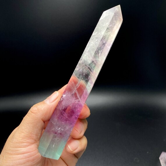 6.8"natural Rainbow Fluorite Crystal Point,top Quality Hand Made Purple Green Fluorite Tower Decor,reiki Healing Meditate Crystal Obelisk