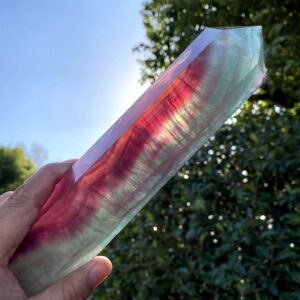 9.88"natural Rainbow Fluorite Crystal Point, Stunning Hand Made Multicolor Big Fluorite Tower Decor,reiki Healing Meditate Crystal Obelisk