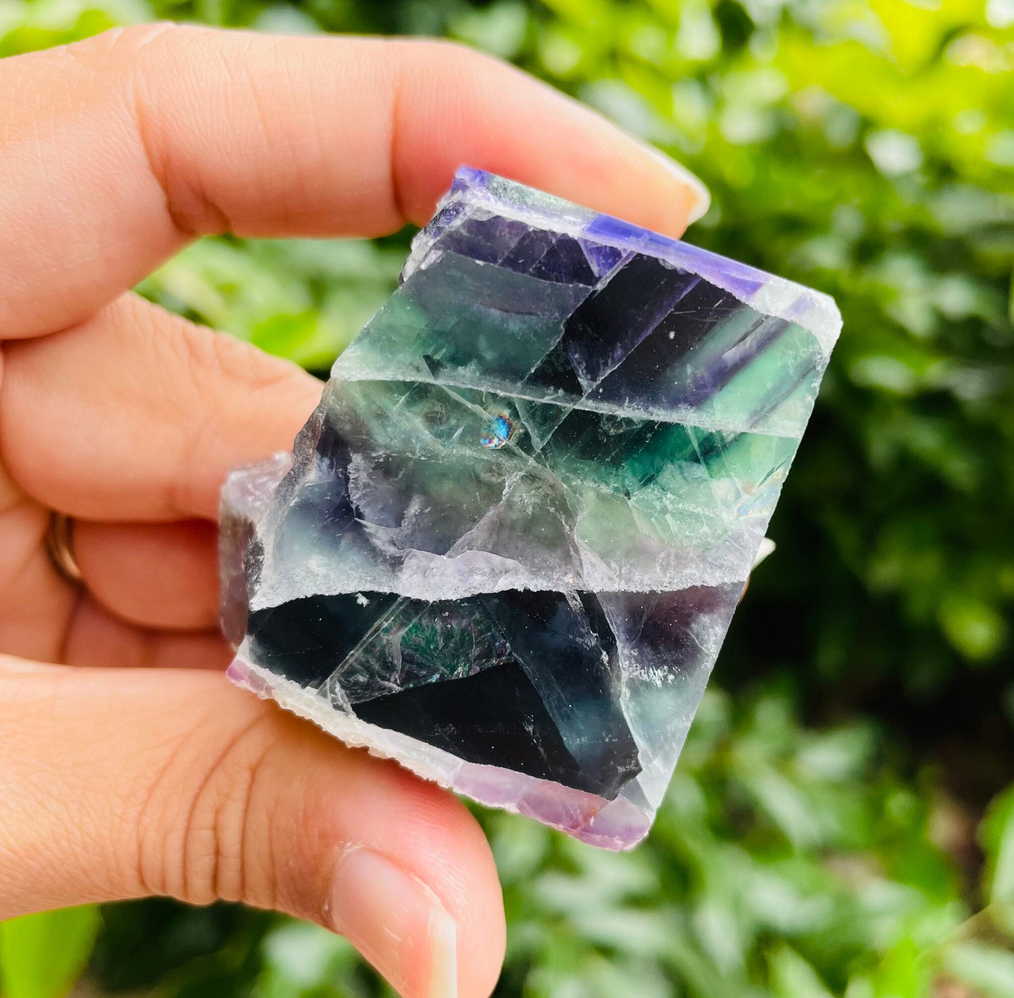 Rainbow Fluorite Crystal Point: Semi Raw Gemstone Tower (98.71g)