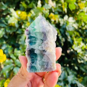 Rainbow Fluorite Crystal Point Tower: Green, Blue, Purple Gemstone (157.3g) *read Description*