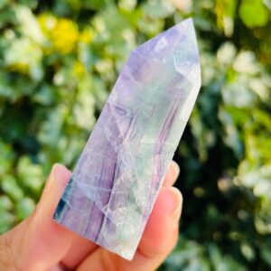 Rainbow Fluorite Crystal Point Tower: Green, Blue, Purple Gemstone (61x42mm) 122.6g *read Description*